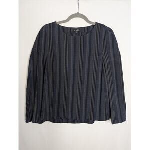 Kal Reiman Blouse Drapey Striped Cape Top Art to Wear Modern Blue Navy XS $395